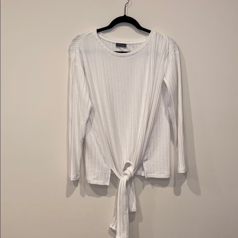 White Tie-Front Sweater